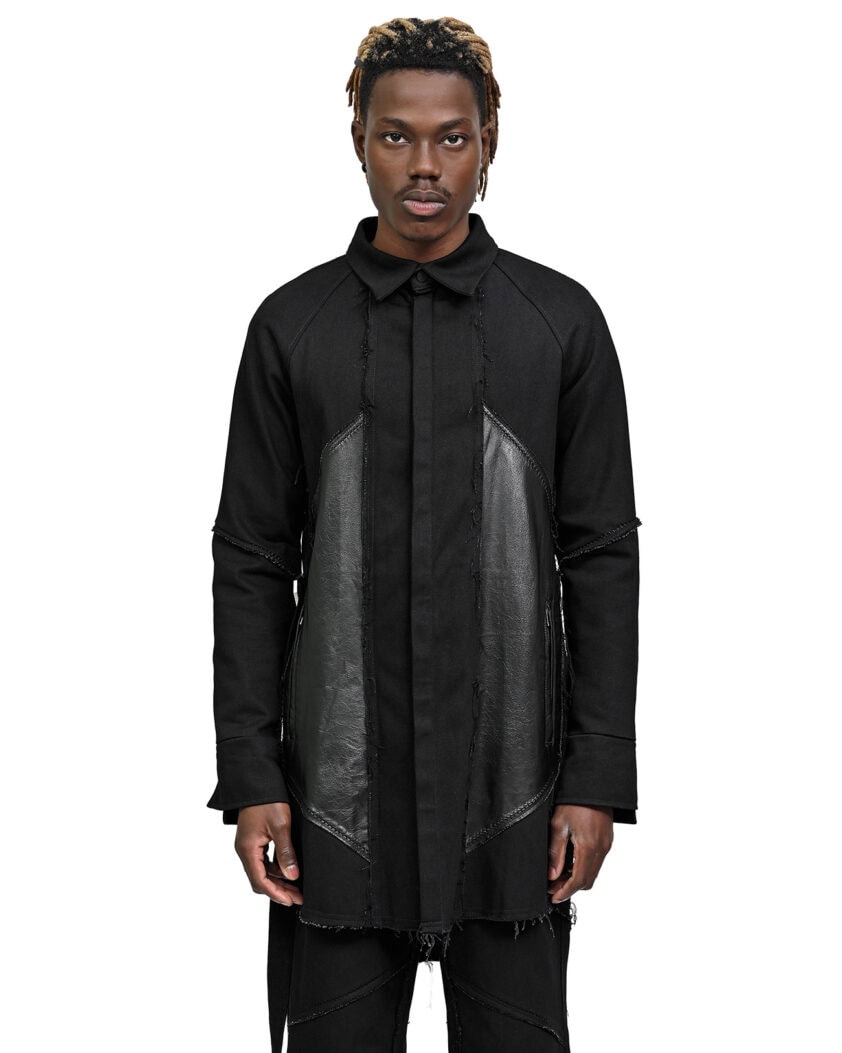 Leather Denim Hexa Shirt Jacket