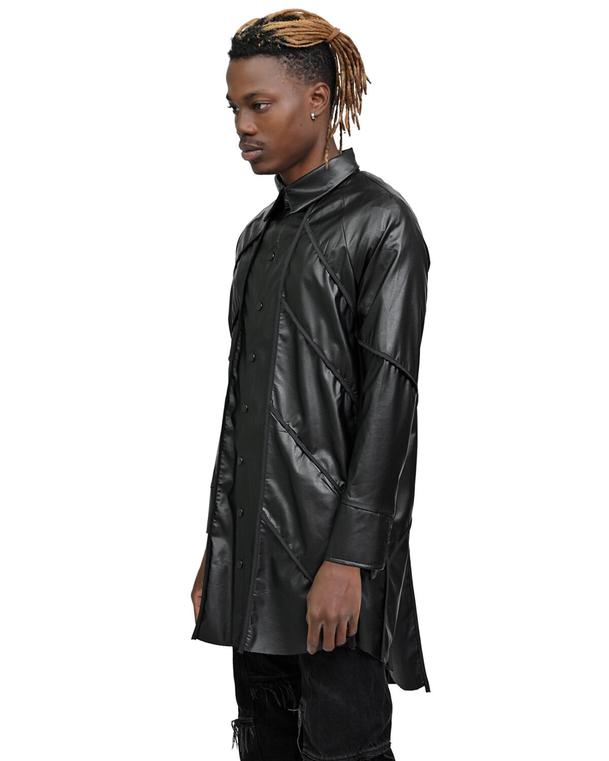 Particle Angle Cut Leather Overshirt