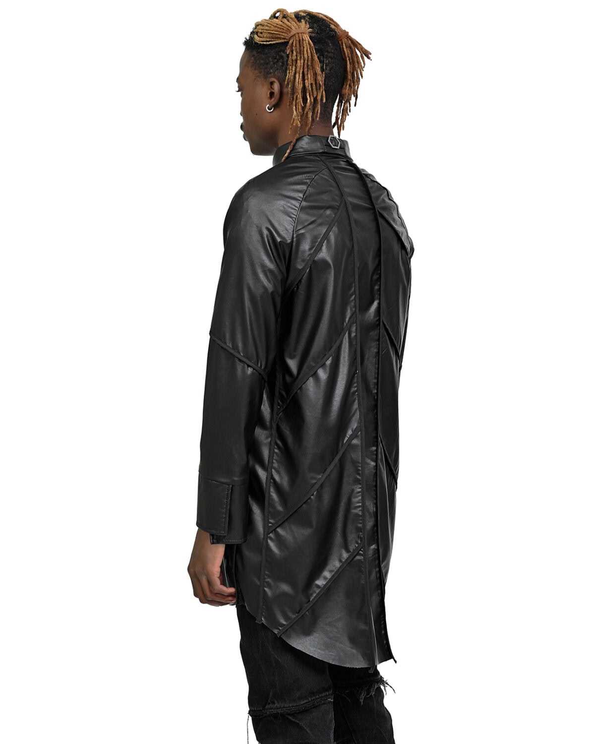 Particle Angle Cut Leather Overshirt