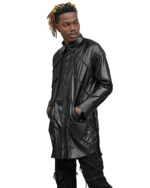 Particle Angle Cut Leather Overshirt
