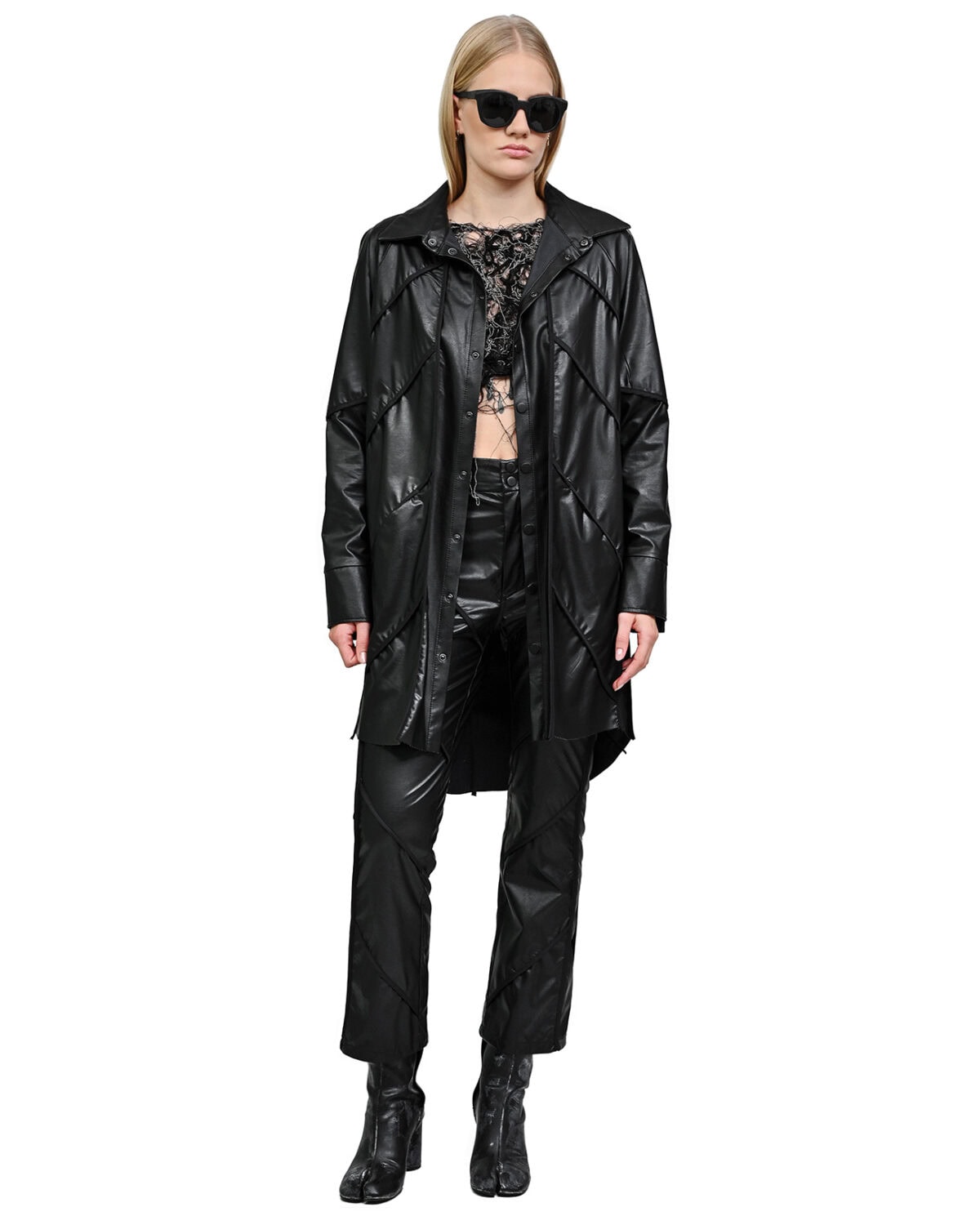 Particle Angle Cut Leather Overshirt