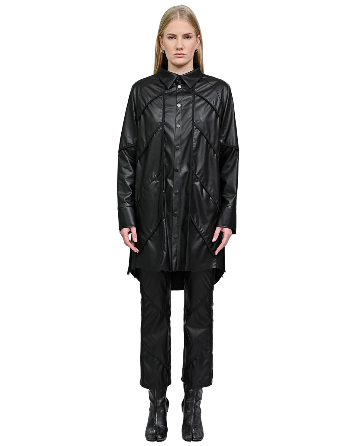 Particle Angle Cut Leather Overshirt