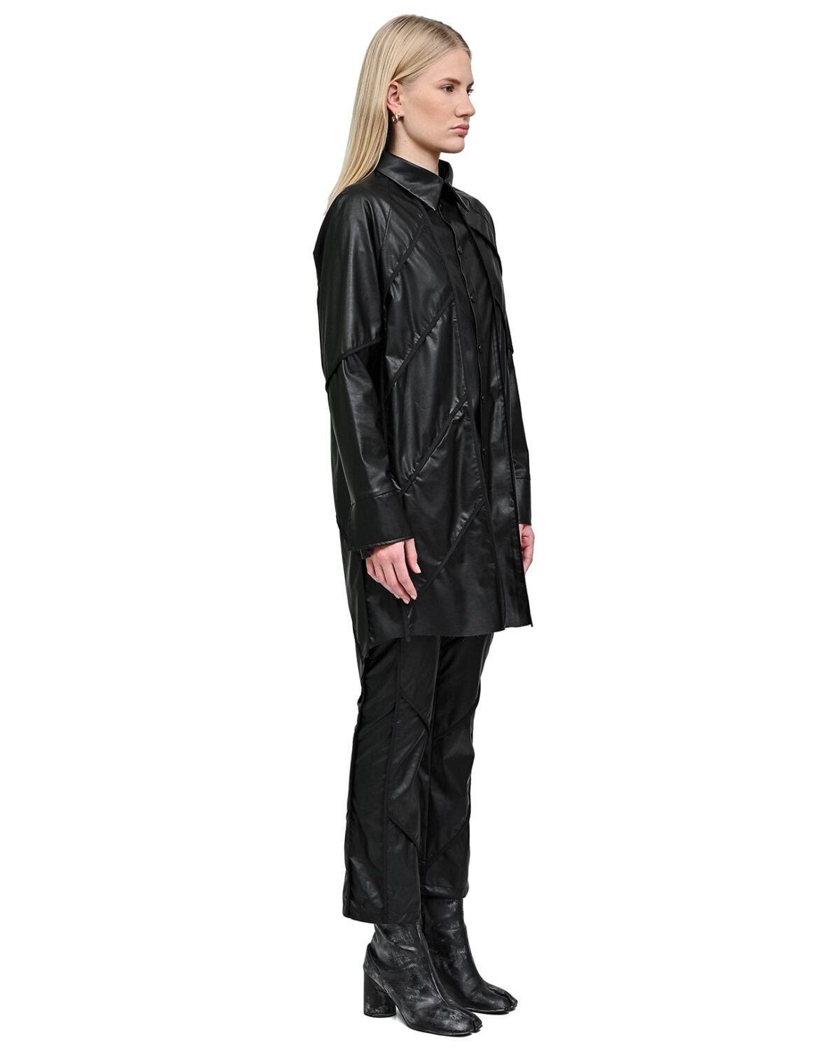 Particle Angle Cut Leather Overshirt