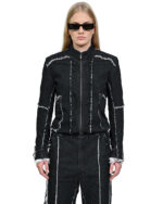 String Denim Raw Edge Jacket