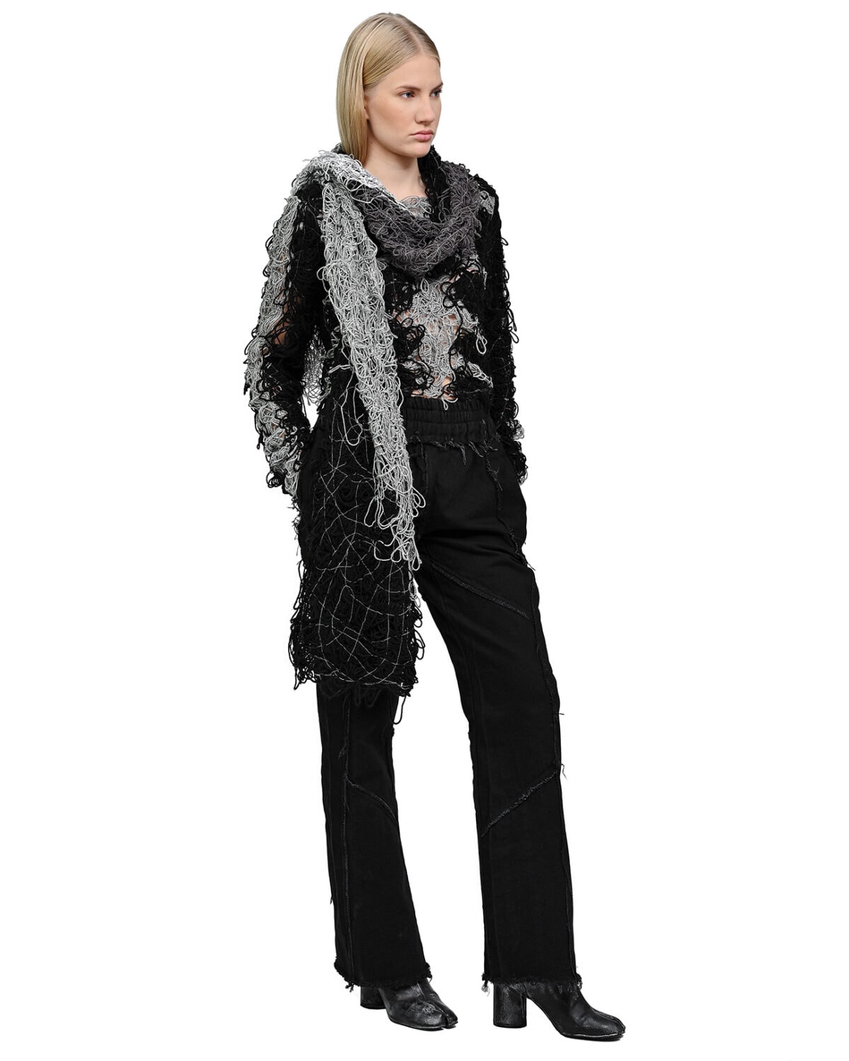 String Denim Wash Segment Trousers