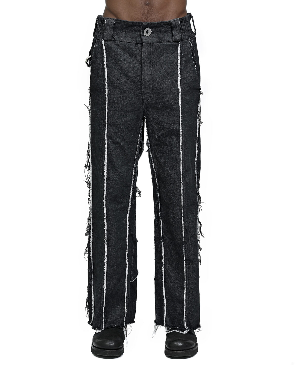 String Denim Raw Edge Trousers