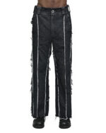 String Denim Raw Edge Trousers
