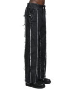String Denim Raw Edge Trousers