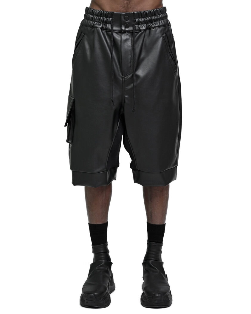 Wide Cut Vegan Leather Shorts