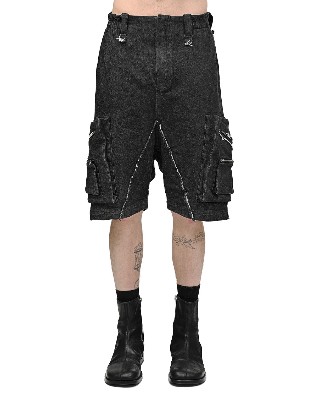 Denim Cargo Washed Shorts