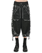 Distressed Linear Cut Crop Shorts