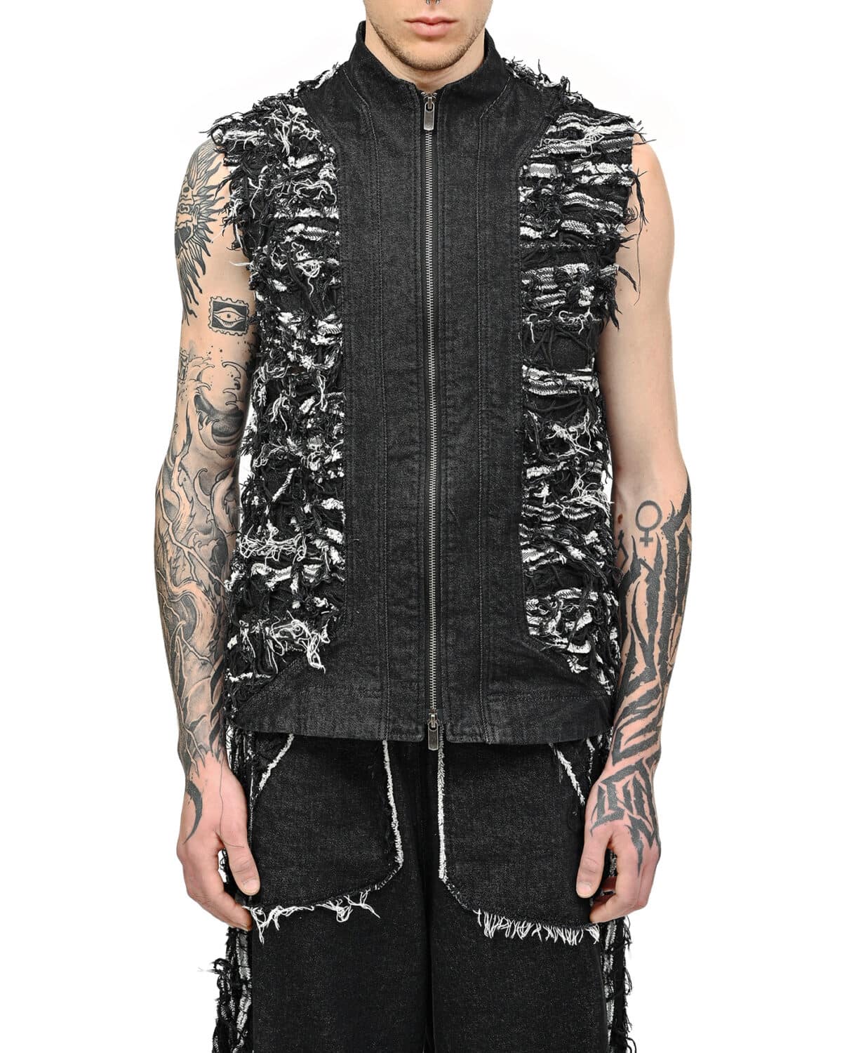 Distressed Linear Cut Vest
