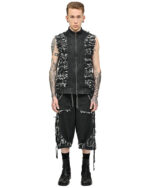 Distressed Linear Cut Crop Shorts