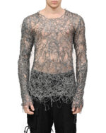Fiber Web Contrast Long-sleeve Top
