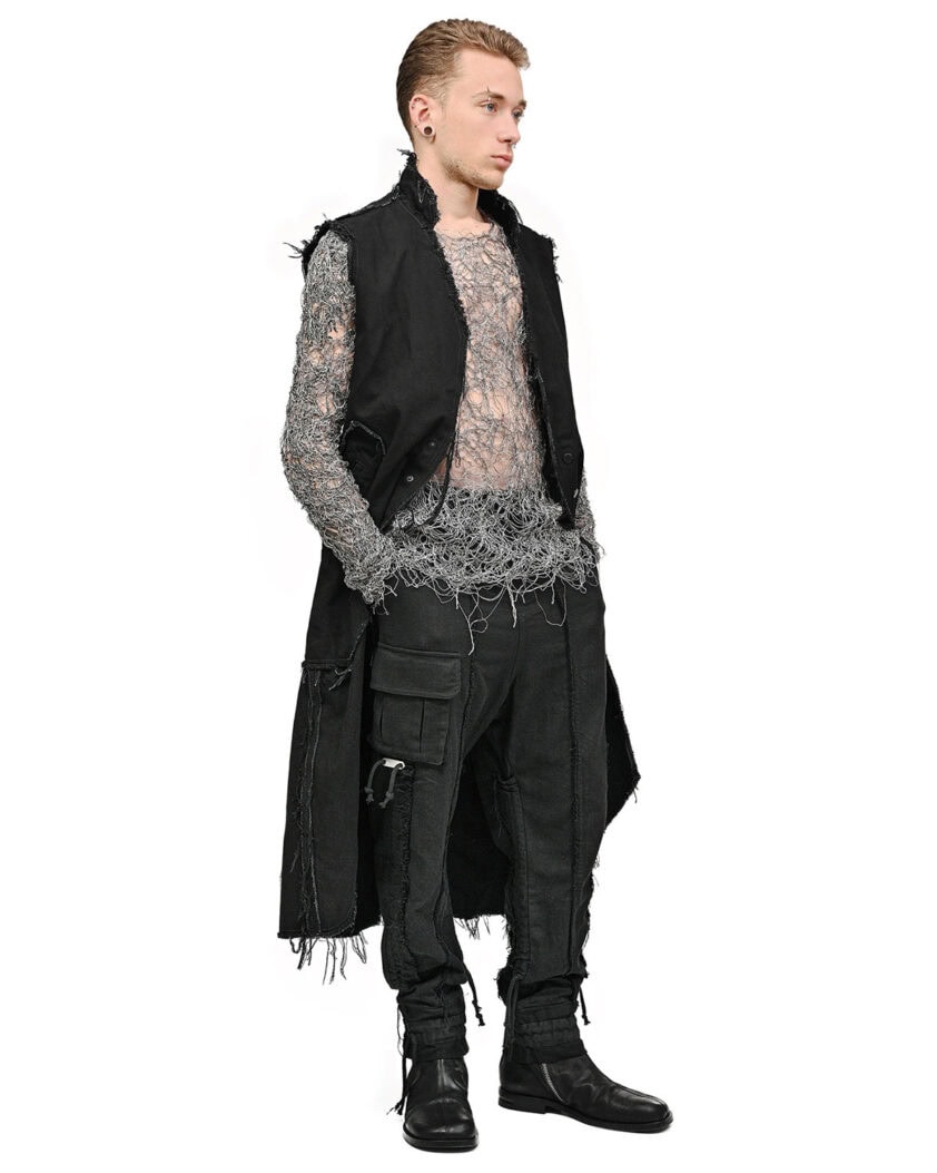 Fiber Web Contrast Long-sleeve Top