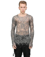 Fiber Web Contrast Long-sleeve Top