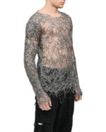 Fiber Web Contrast Long-sleeve Top