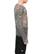 Fiber Web Contrast Long-sleeve Top