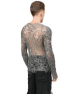 Fiber Web Contrast Long-sleeve Top