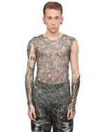 Fiber Web Contrast Sleeveless Top