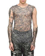 Fiber Web Contrast Sleeveless Top