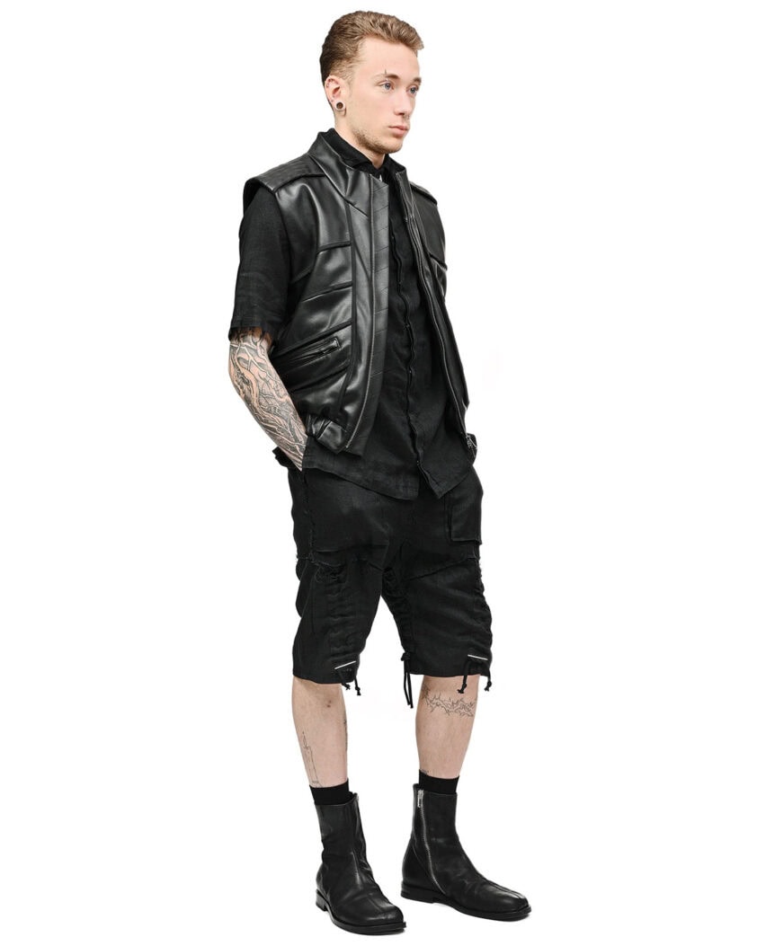 Linen Construct Raw Edge Shorts