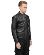 Particle Cut Leather Biker Jacket