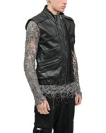 Particle Cut Leather Biker Vest