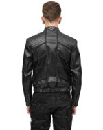 Particle Cut Leather Biker Jacket