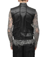 Particle Cut Leather Biker Vest