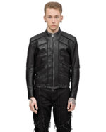 Particle Cut Leather Biker Jacket