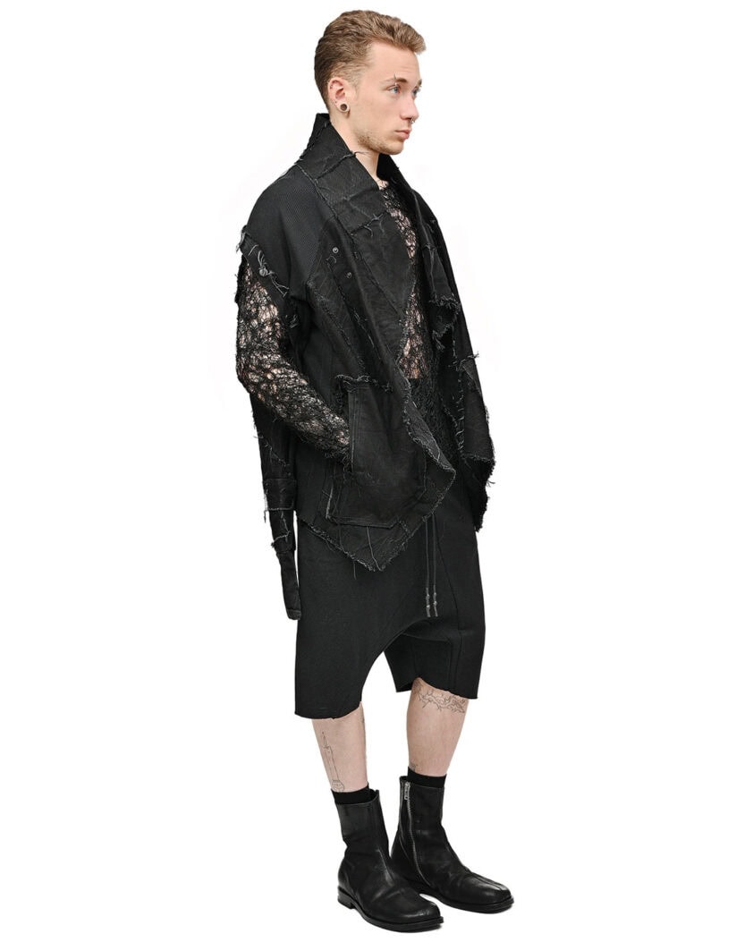 Drop Crotch Segment Stretch Shorts