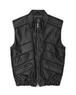 Particle Cut Leather Biker Vest