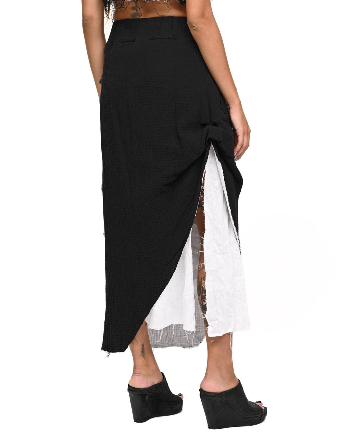 Contrast Draped Layers Soft Skirt