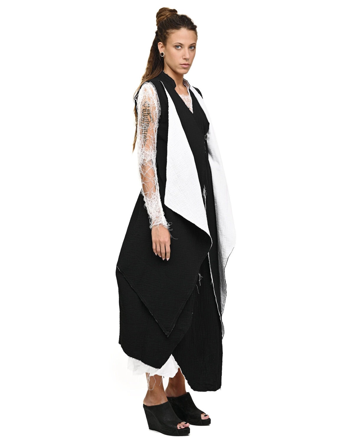 Contrast Draped Soft Cardigan
