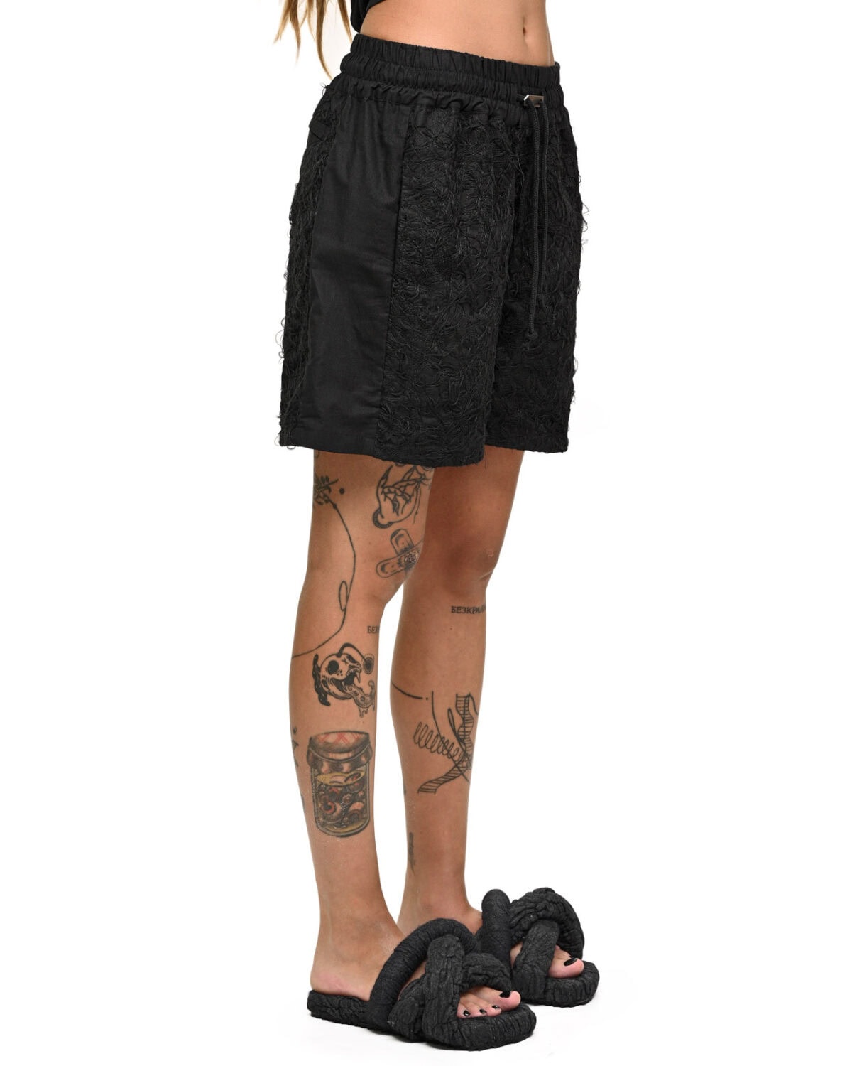 Fiber Bond Black Crop Shorts