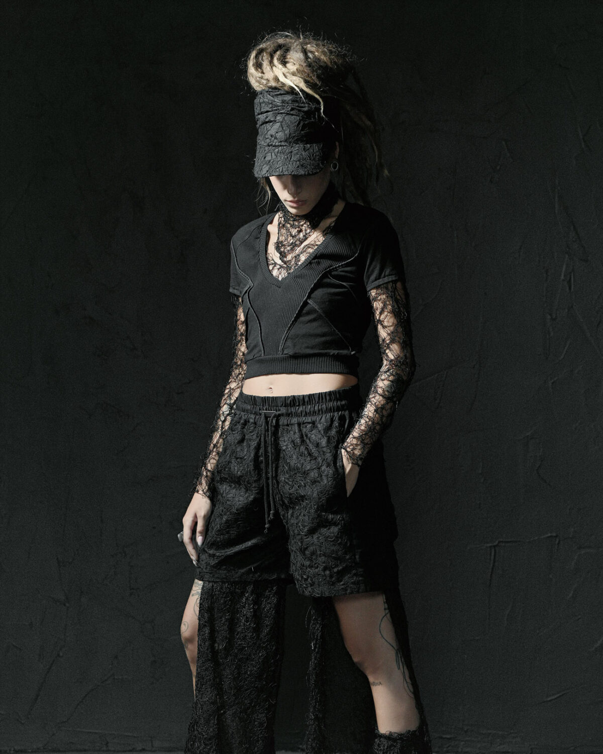 Fiber Bond Black Crop Shorts