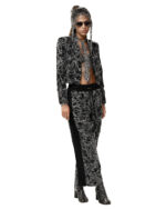 Contrast Cropped Collarless Jacket