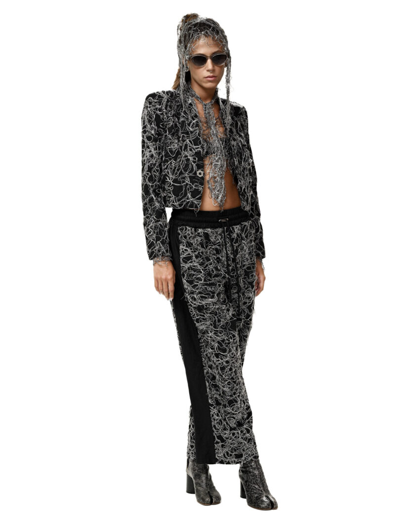 Contrast Cropped Collarless Jacket