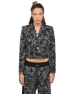 Contrast Cropped Collarless Jacket