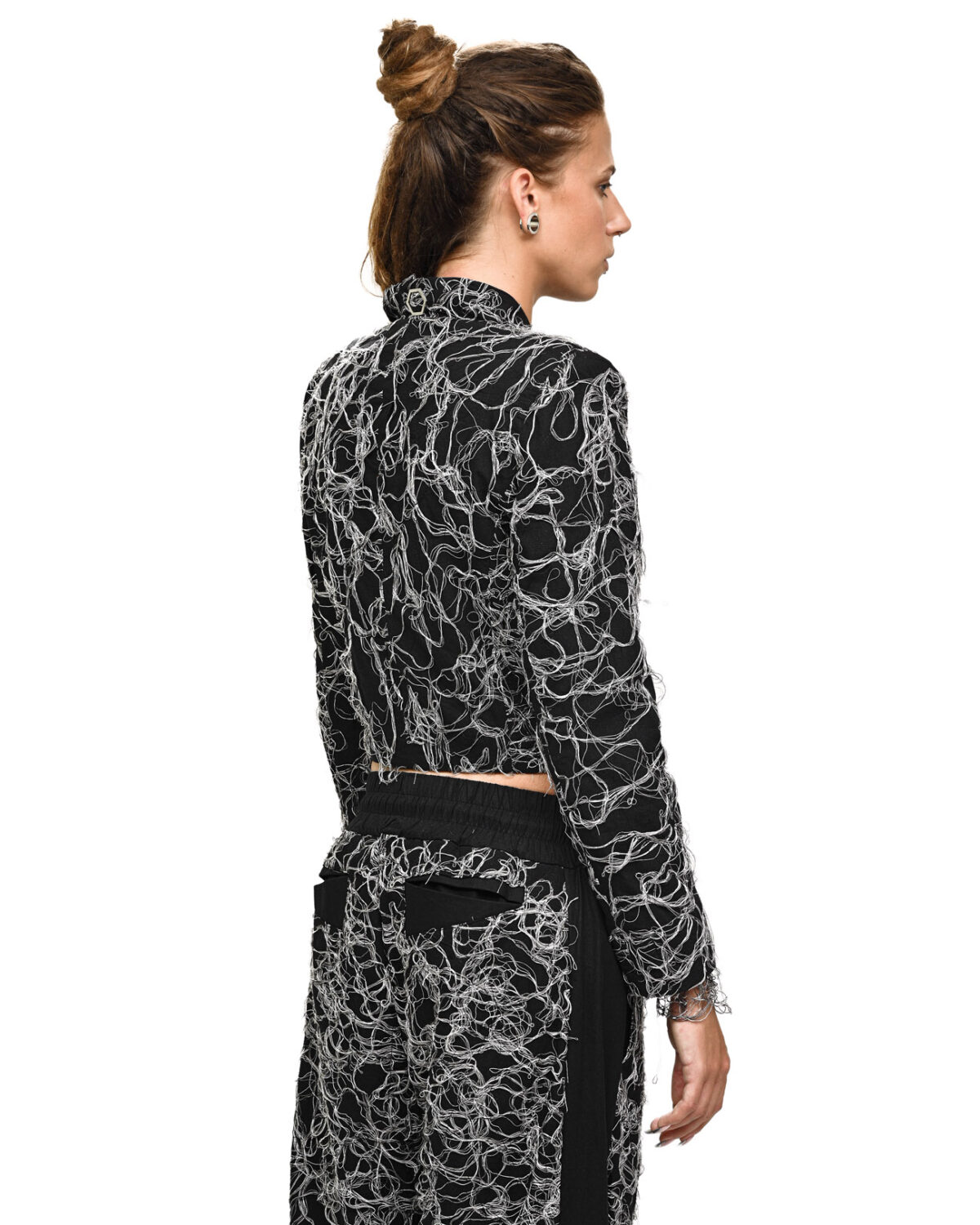 Contrast Cropped Collarless Jacket