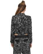 Contrast Cropped Collarless Jacket