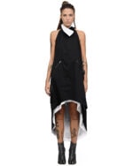 Contrast Loose Cargo Collar Dress