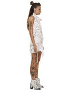 Diffused Layers Collar Open Dress