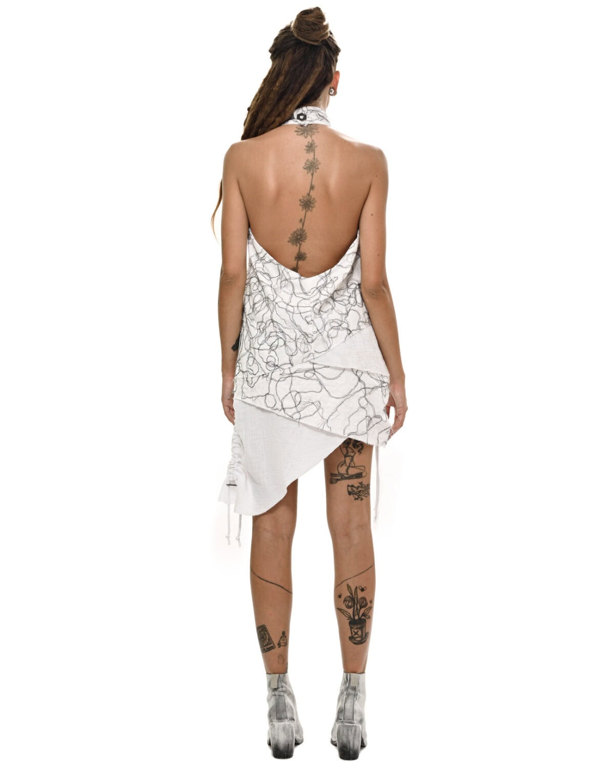 Diffused Layers Collar Open Dress