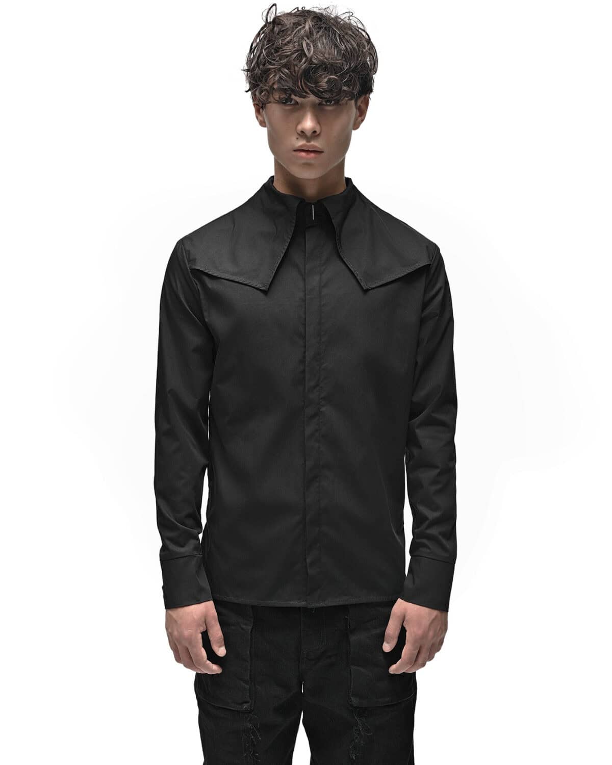 Angle Layered Cult Collar Shirt