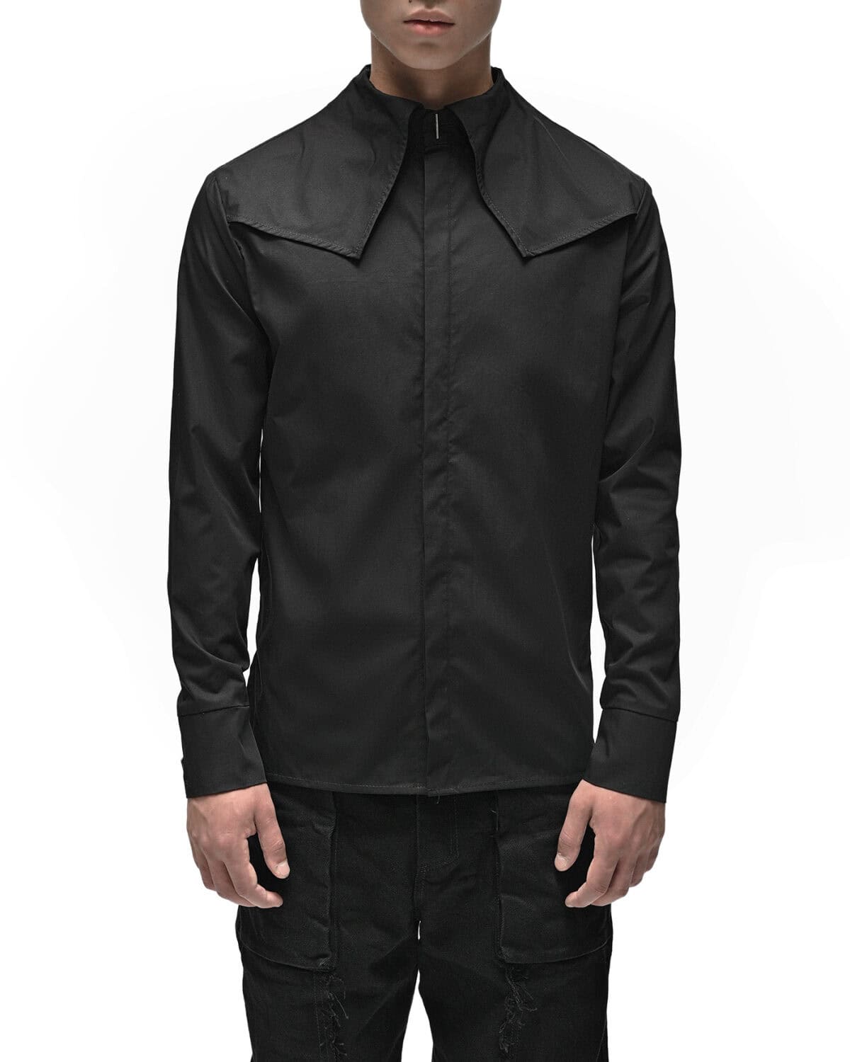 Angle Layered Cult Collar Shirt