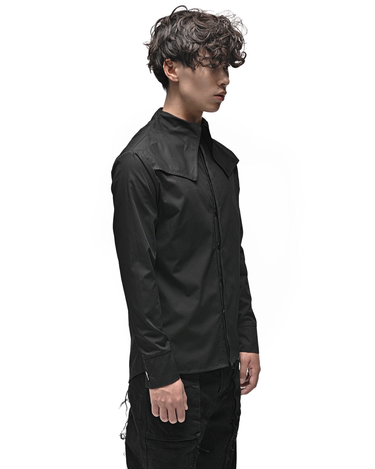Angle Layered Cult Collar Shirt