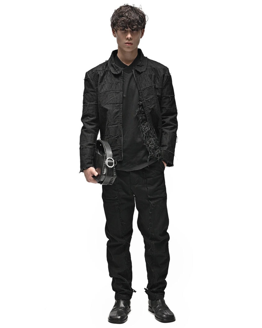 Tapered Denim Wash Construct Pants