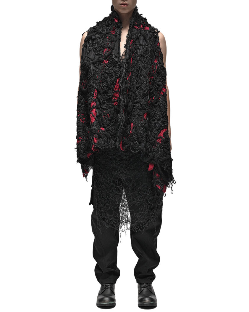 Fiber Bond Patch Volume Sleeveless Cardigan